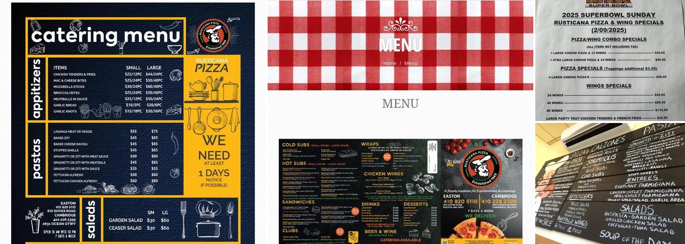Rusticana Pizza Menu