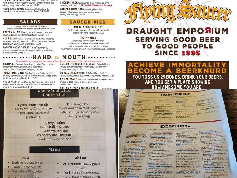 Flying Saucer Draught Emporium Menu