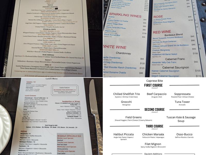 Cache Restaurant Menu