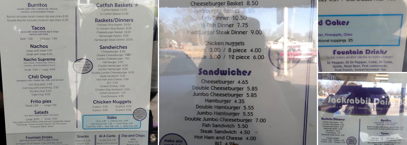Jackrabbit Dairy Bar Menu
