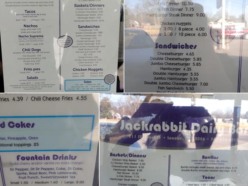 Jackrabbit Dairy Bar Menu