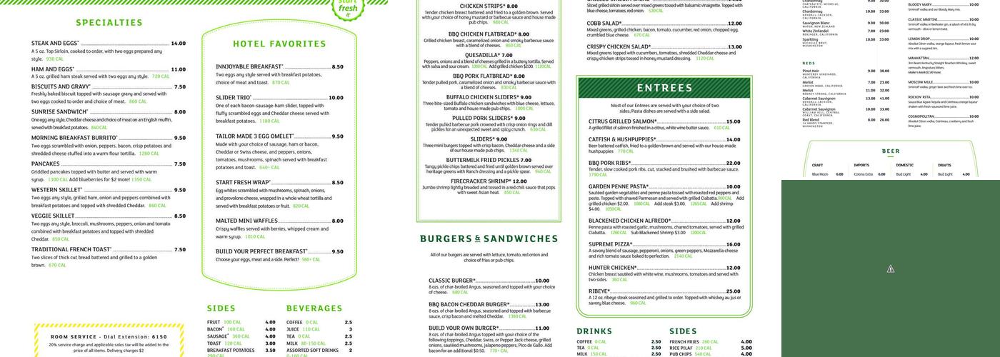 Camp David Restaurant Menu