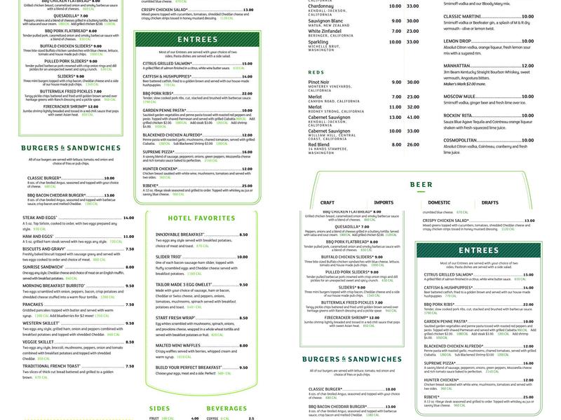 Camp David Restaurant Menu