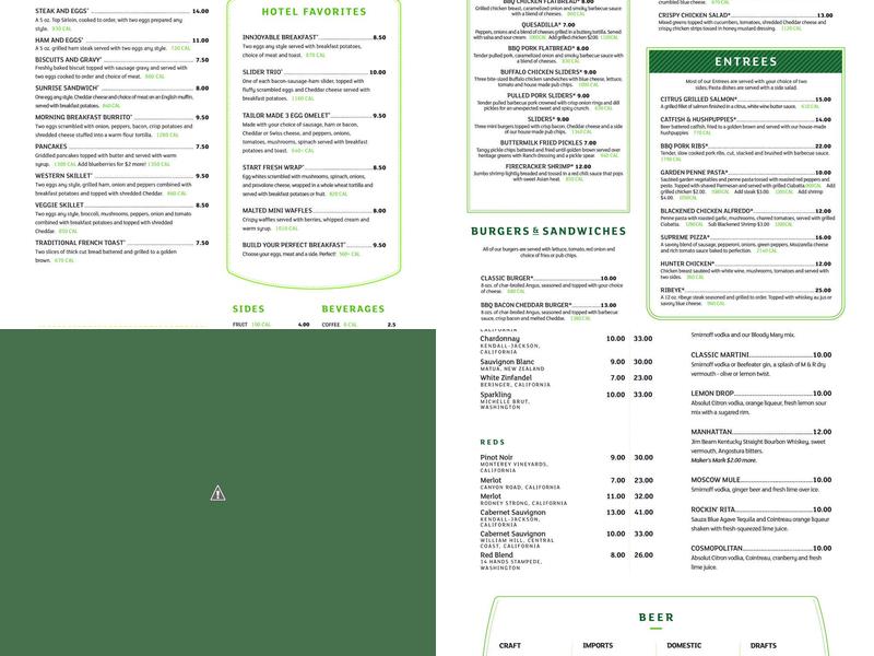Camp David Restaurant Menu