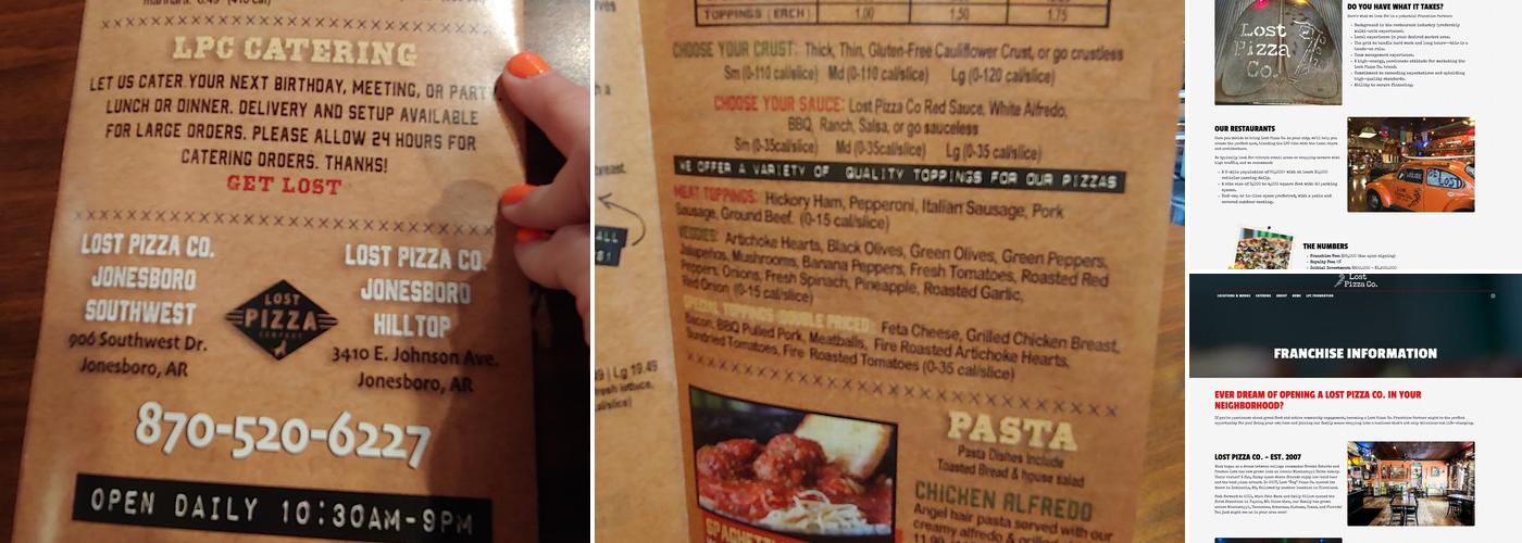 Lost Pizza Co. Menu