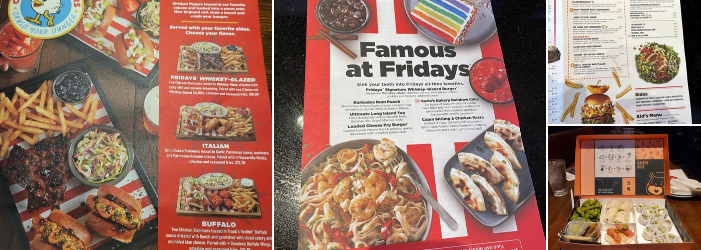 TGI Fridays Menu
