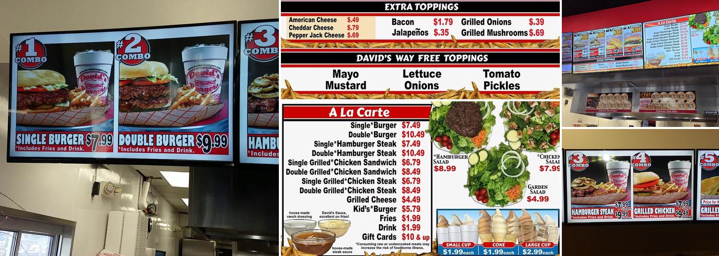 David's Burgers Menu