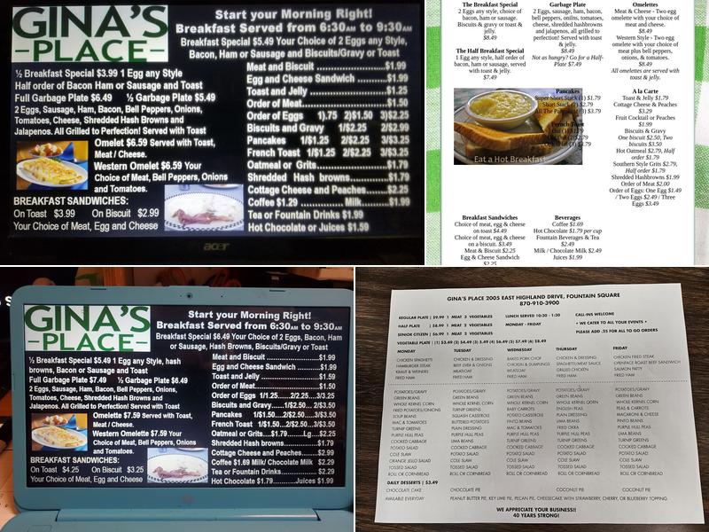 Gina's Place Menu