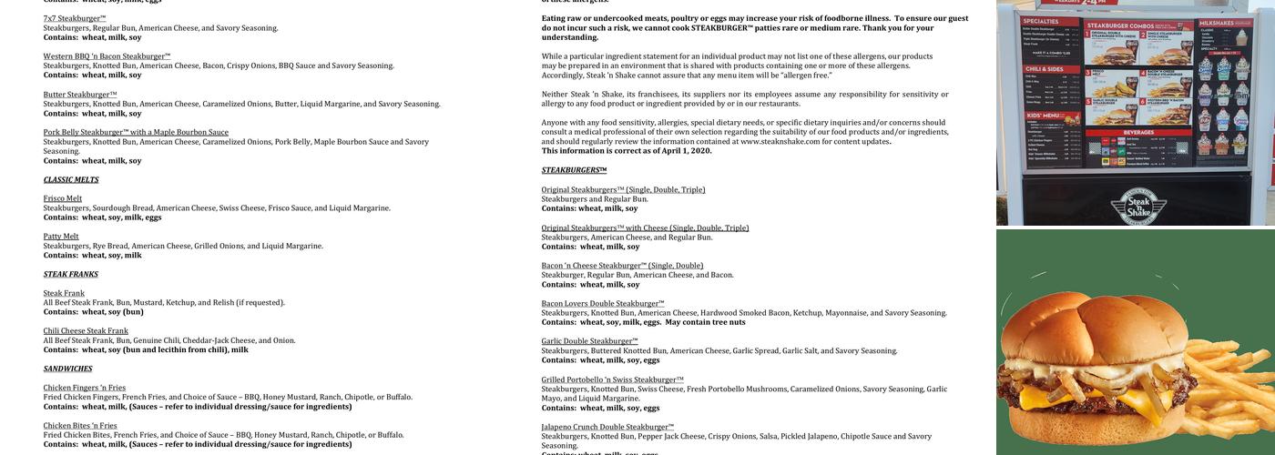 Steak 'n Shake Menu