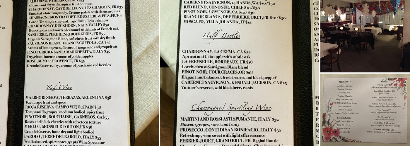 Bon Appetit Restaurant Menu