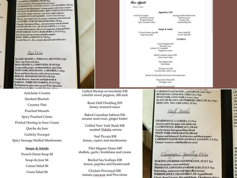 Bon Appetit Restaurant Menu