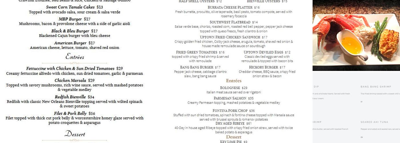 Omar's Uptown Menu