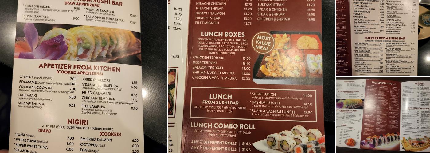Fuji Japanese Steak House Menu