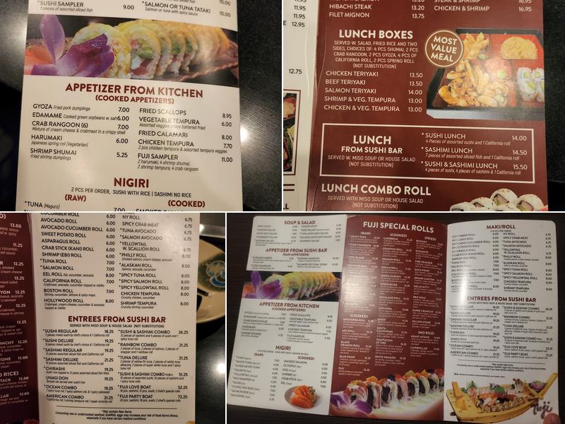 Fuji Japanese Steak House Menu