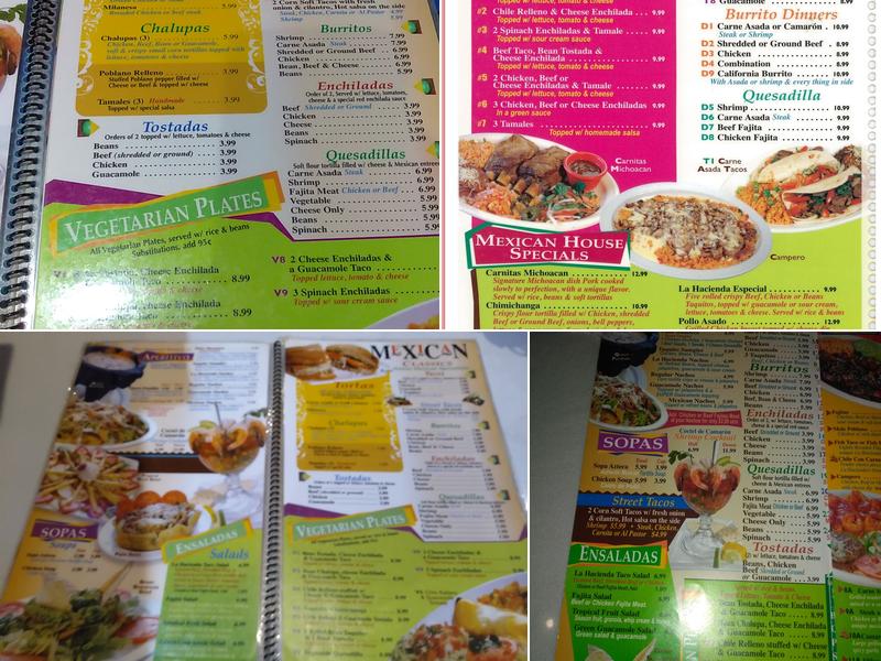 La Hacienda de Benton Menu