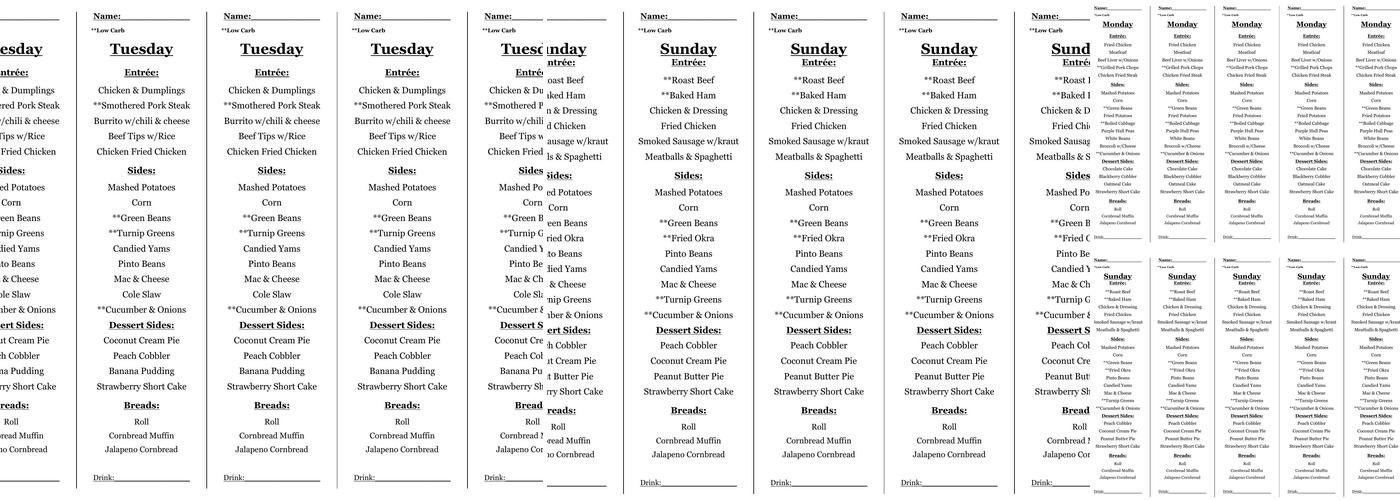 Chef's In Downtown Cafe Menu