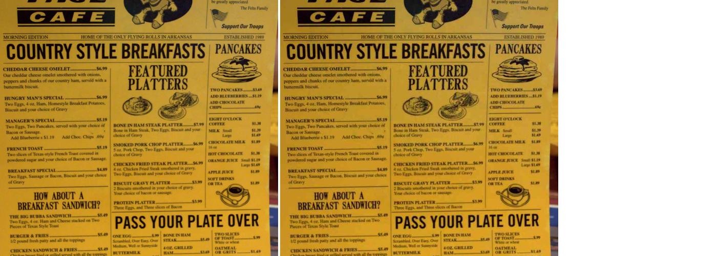 Front Page Cafe Menu