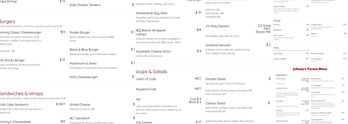 Johnny's Tavern Menu