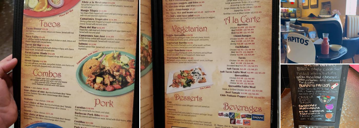 Papitos Menu