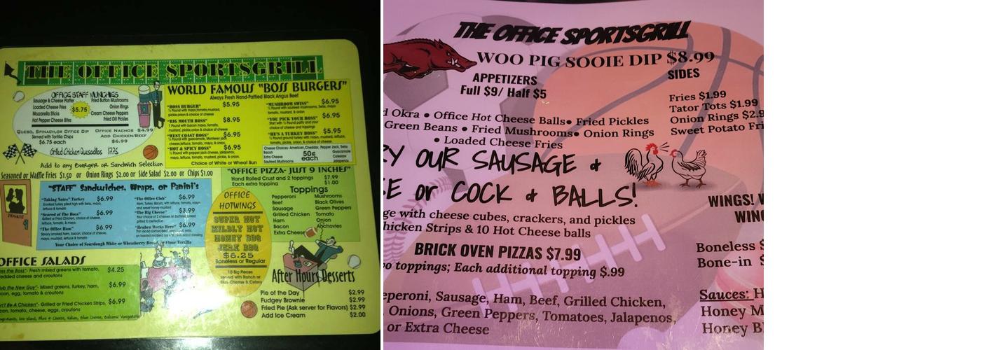 The Office Bar And Grill Menu