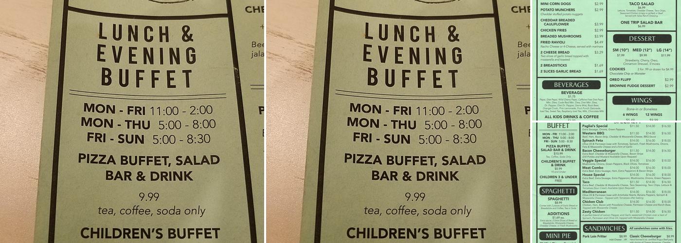 Pagliai's Pizza Menu