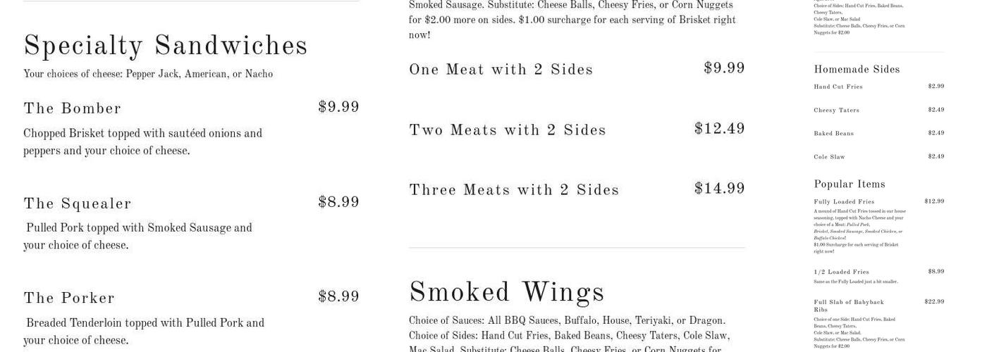 B&B Barbeque Menu