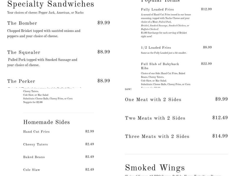 B&B Barbeque Menu