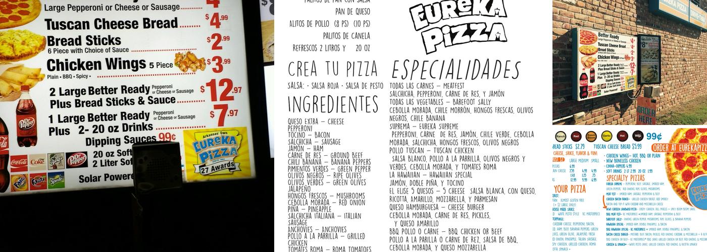 Eureka Pizza Menu