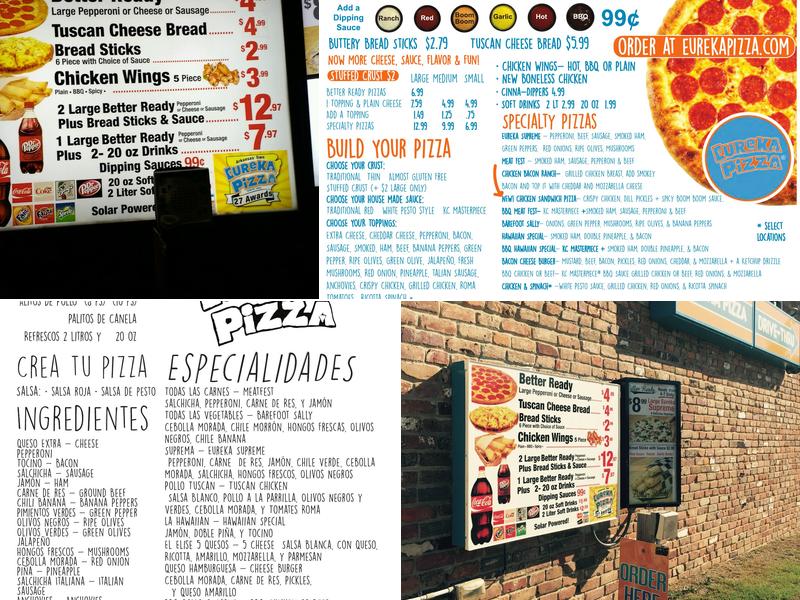 Eureka Pizza Menu