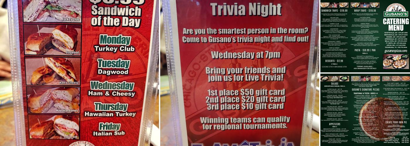 Gusano's Chicago Style Pizzeria Menu