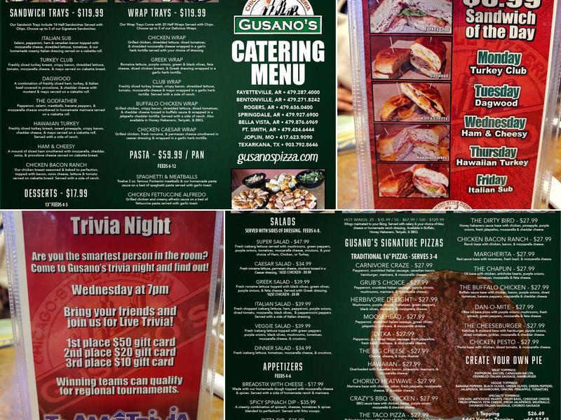 Gusano's Chicago Style Pizzeria Menu