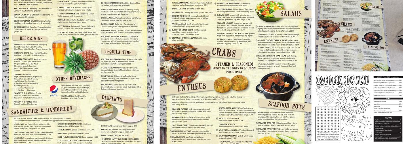 Fisherman's Crab Deck Menu