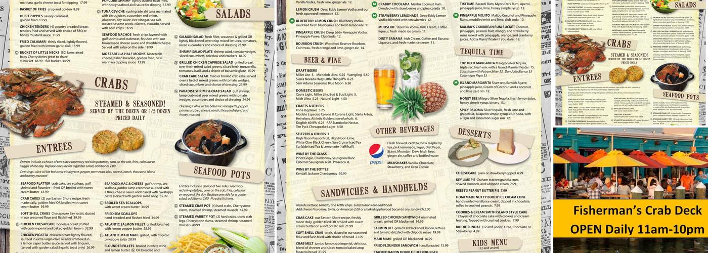 Fisherman's Crab Deck Menu