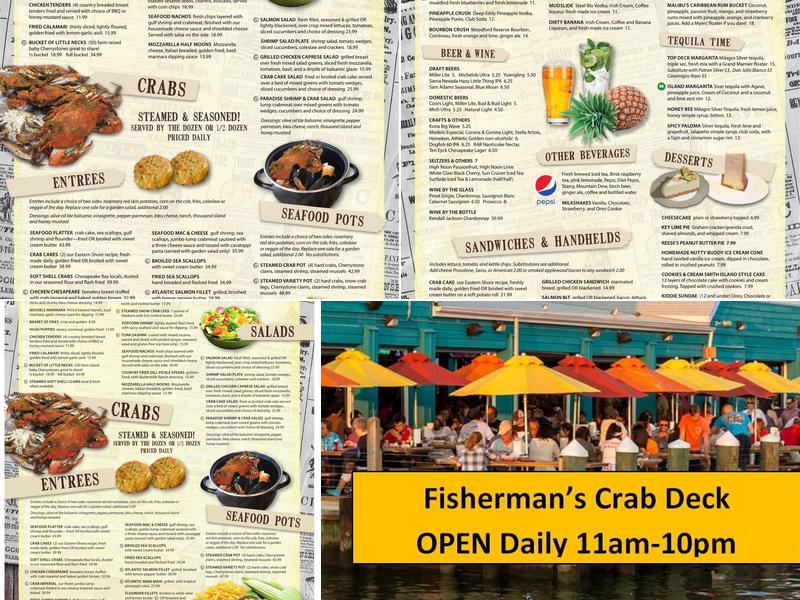 Fisherman's Crab Deck Menu