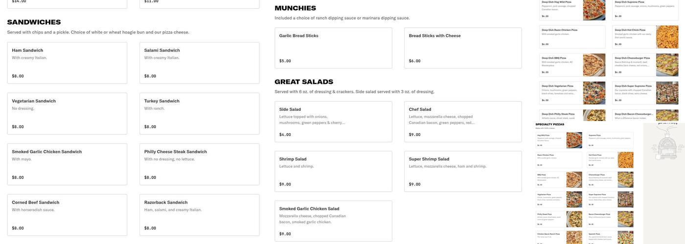 Jim's Razorback Pizza Menu