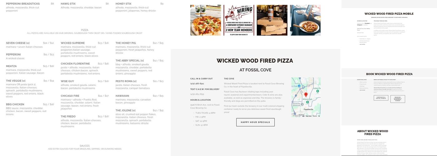 Wicked Wood Fired Pizza Menu
