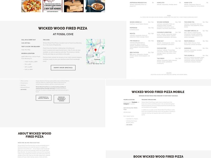 Wicked Wood Fired Pizza Menu