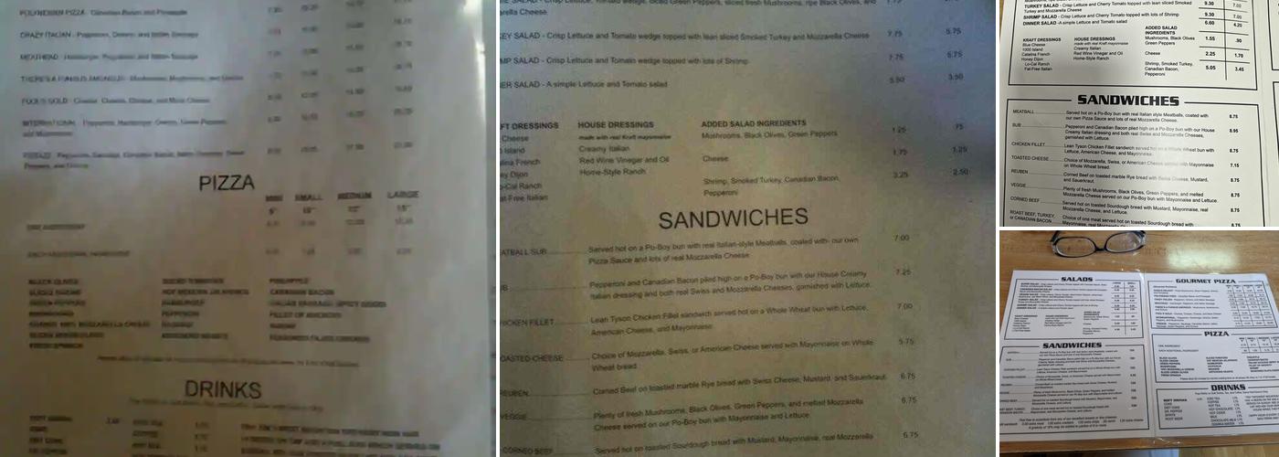 Tiny Tim's Pizza Menu