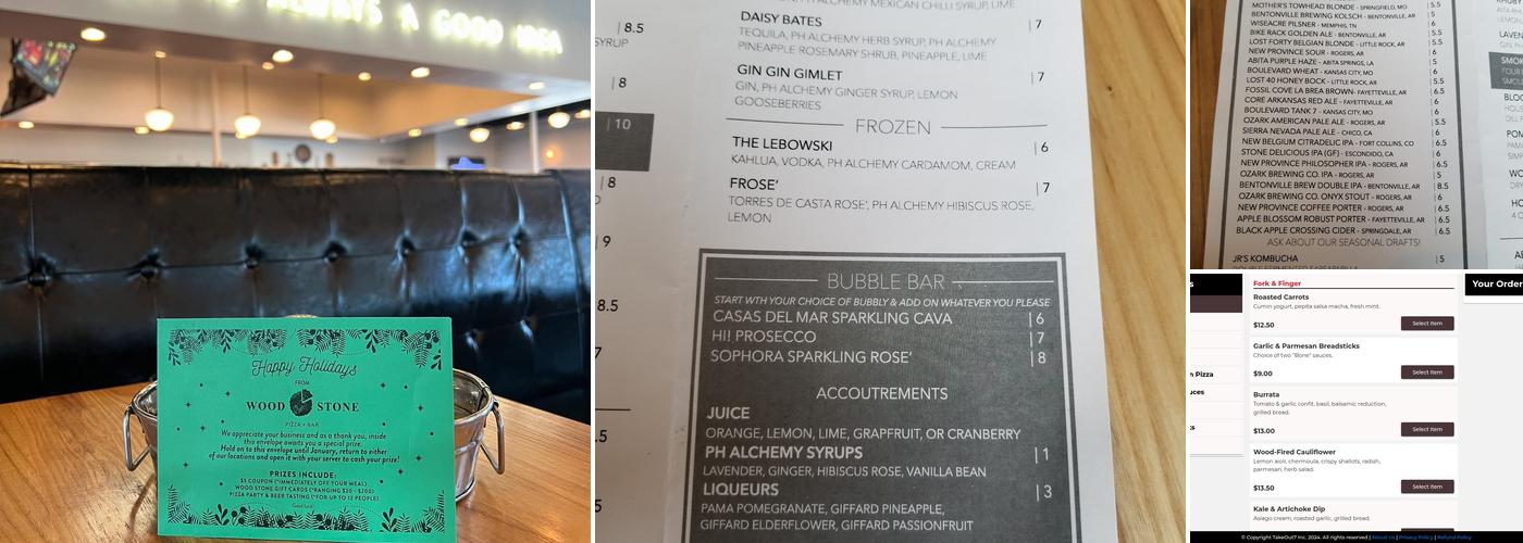 Wood Stone Craft Pizza Menu