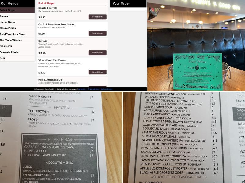 Wood Stone Craft Pizza Menu