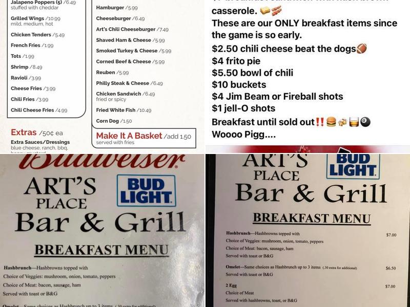 Art's Place Menu