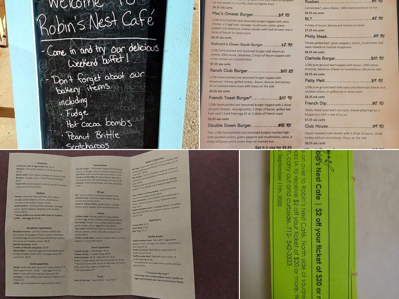 Robin's Nest Cafe Menu