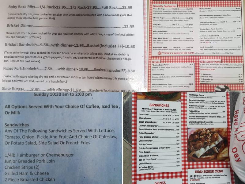 Three C's Diner Menu