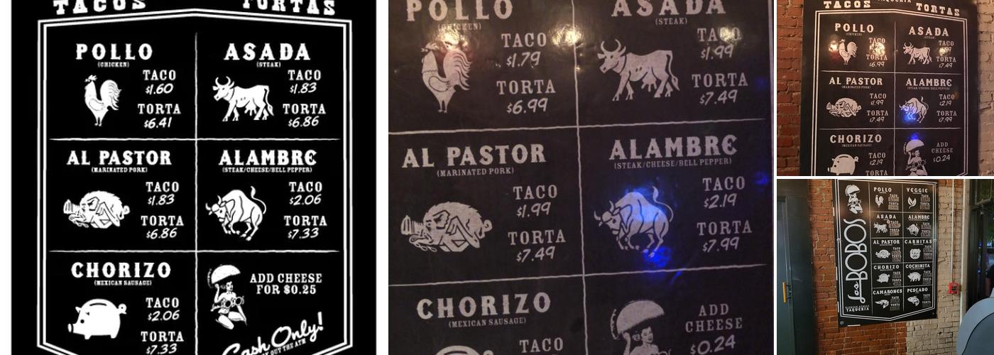 Los Bobos Taqueria Menu