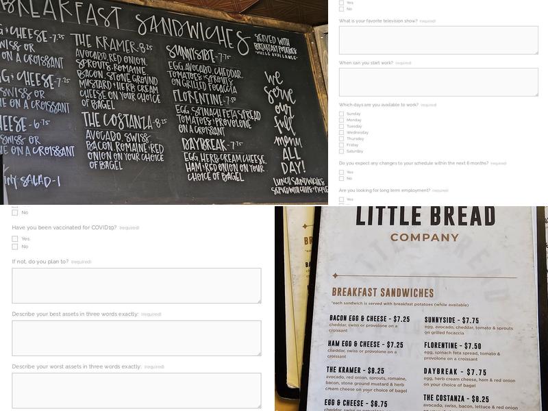 Little Bread Company Menu