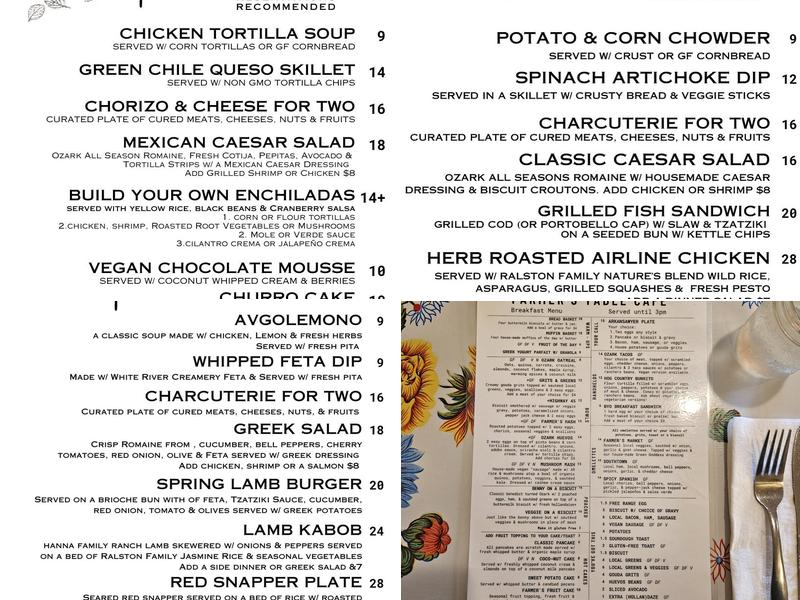 The Farmer's Table Cafe Menu