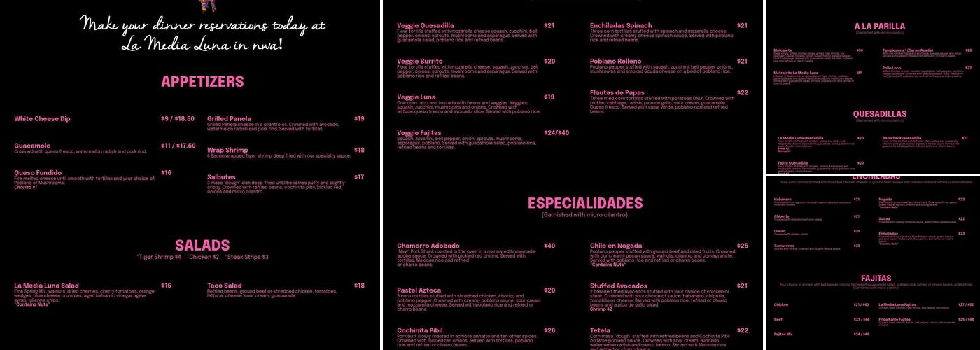 La Media Luna Menu