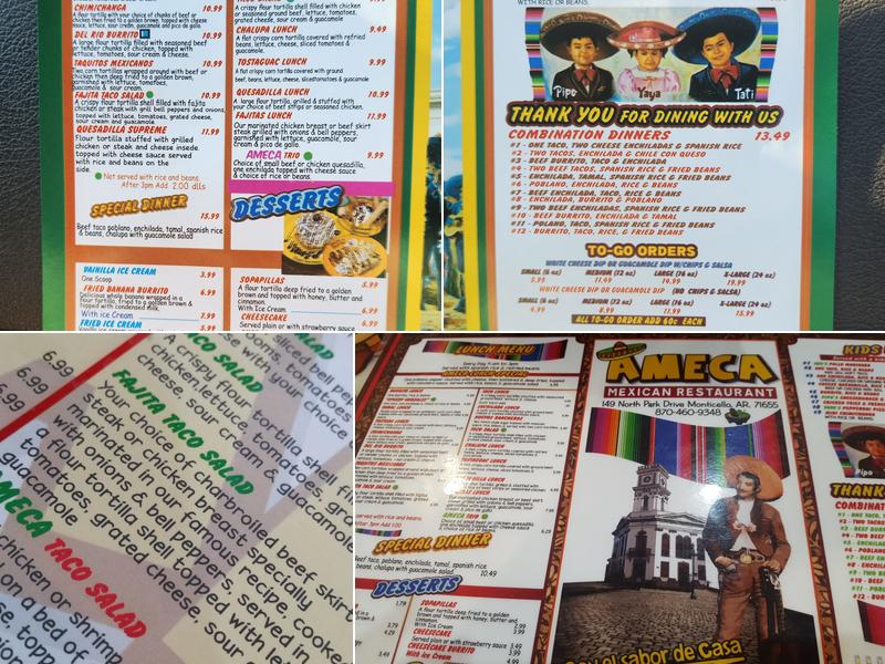 Ameca Restaurant Menu