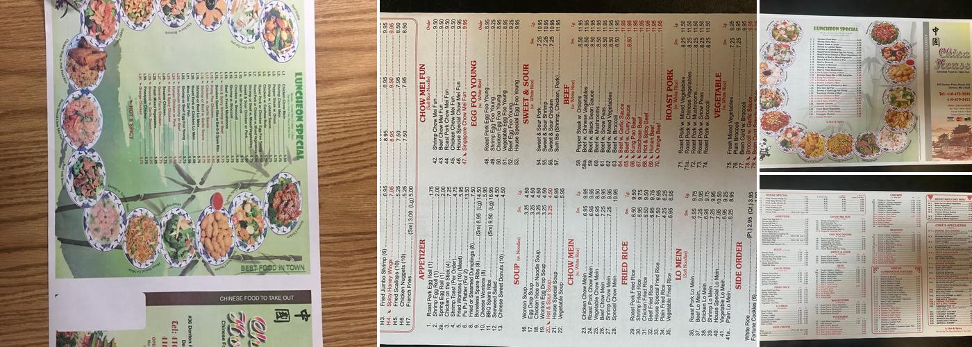 China House Menu