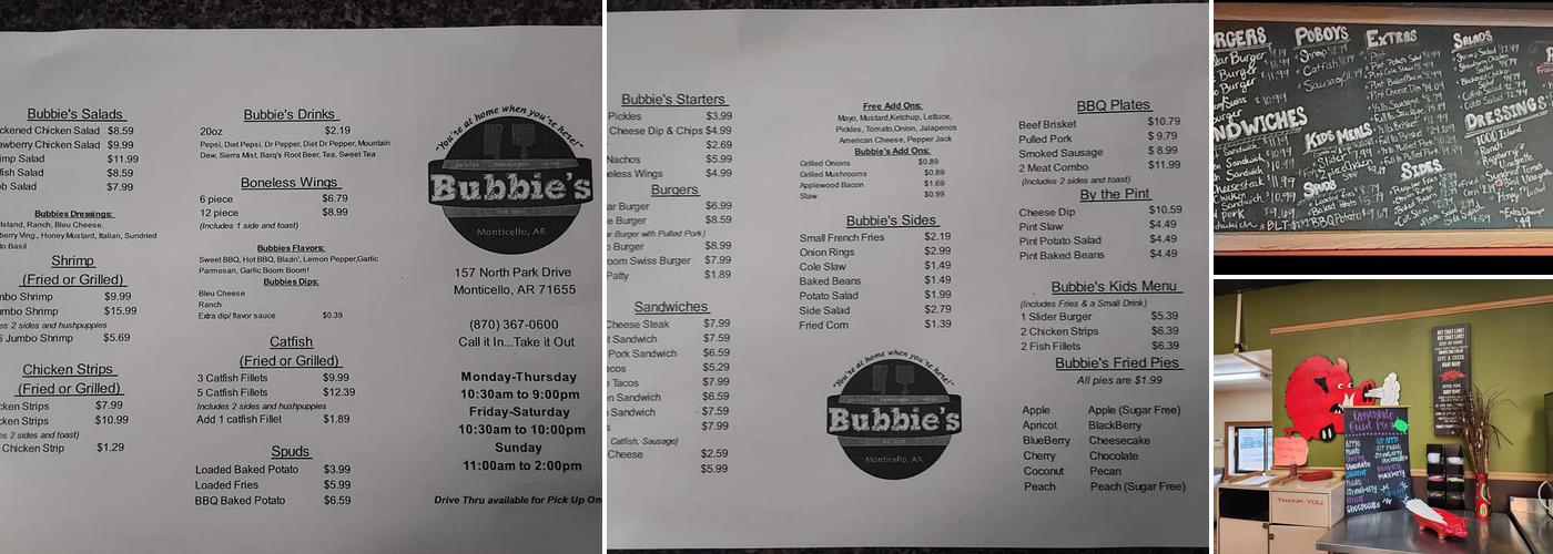 Bubbie's Menu